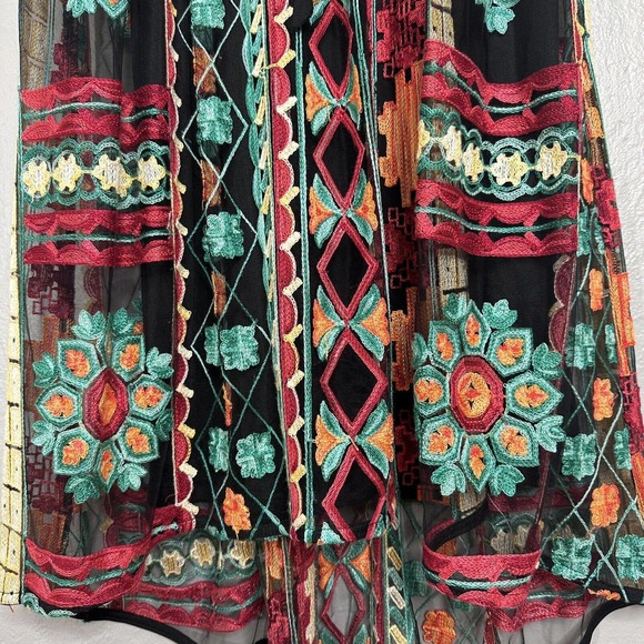 Anthropologie Eva Franco Saskia Embroidered Dress Black Colorful size 10 - Picture 9 of 10
